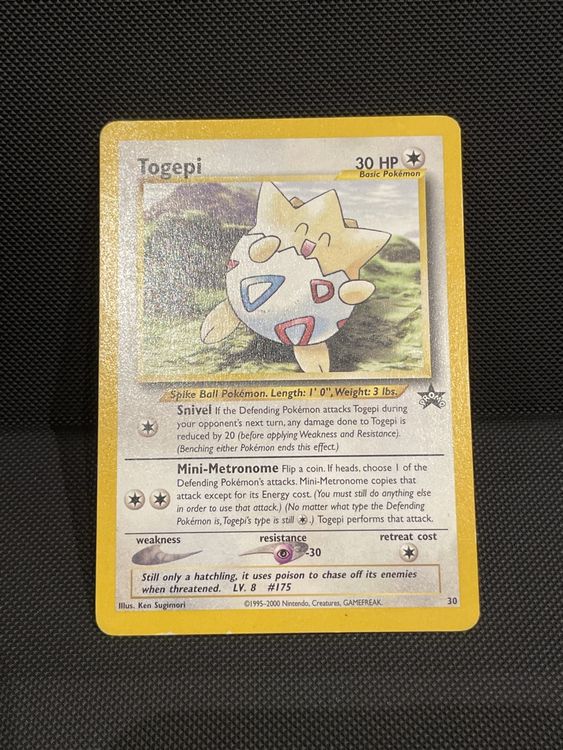 Vintage Pokemon Togepi Black Star Promo Card #30 By Wizards Of The Coast – Near Mint Condition