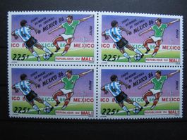 Mali 1986 Fussball WM Mexico 4er BL**