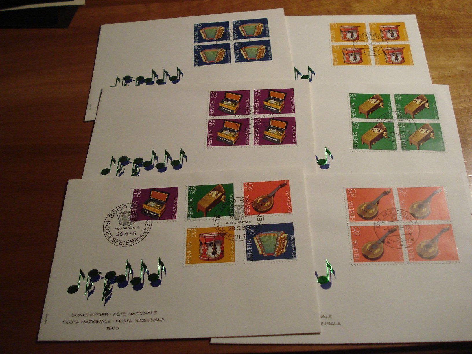 Alle Briefmarken: Pro Patria 1985, FDC Satz + Briefe 4erblock – Gebraucht aus Niederwil AG von morostahu 1
