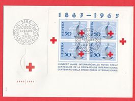 1963  Block  FDC  100 Jahre rotes Kreuz