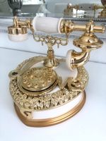 Festnetz :-) Telefon Deko Retro Gold Optik NEU