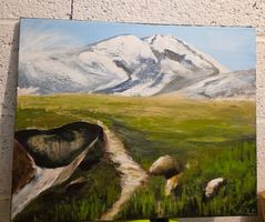 Paysage alpin suisse  peinture originale acrylique sur toile