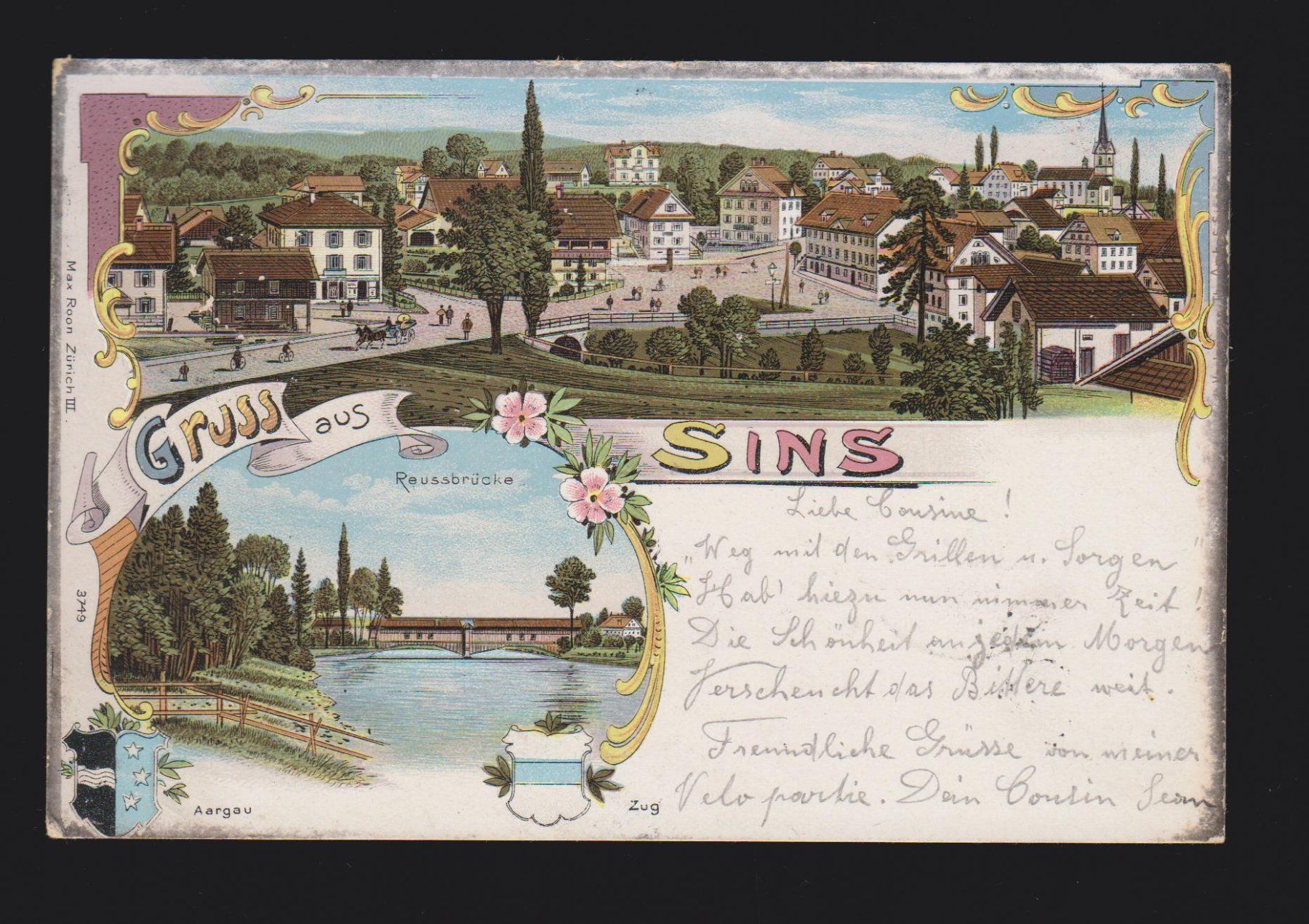 Cartoline postali: Sins   -   alte Ansichtskarte Litho, gestempelt 1904 – Usato da Vitznau venduto da Ropaku