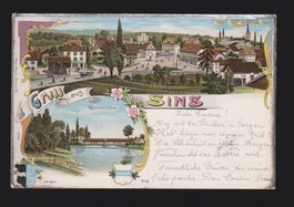 Sins   -   alte Ansichtskarte Litho, gestempelt 1904