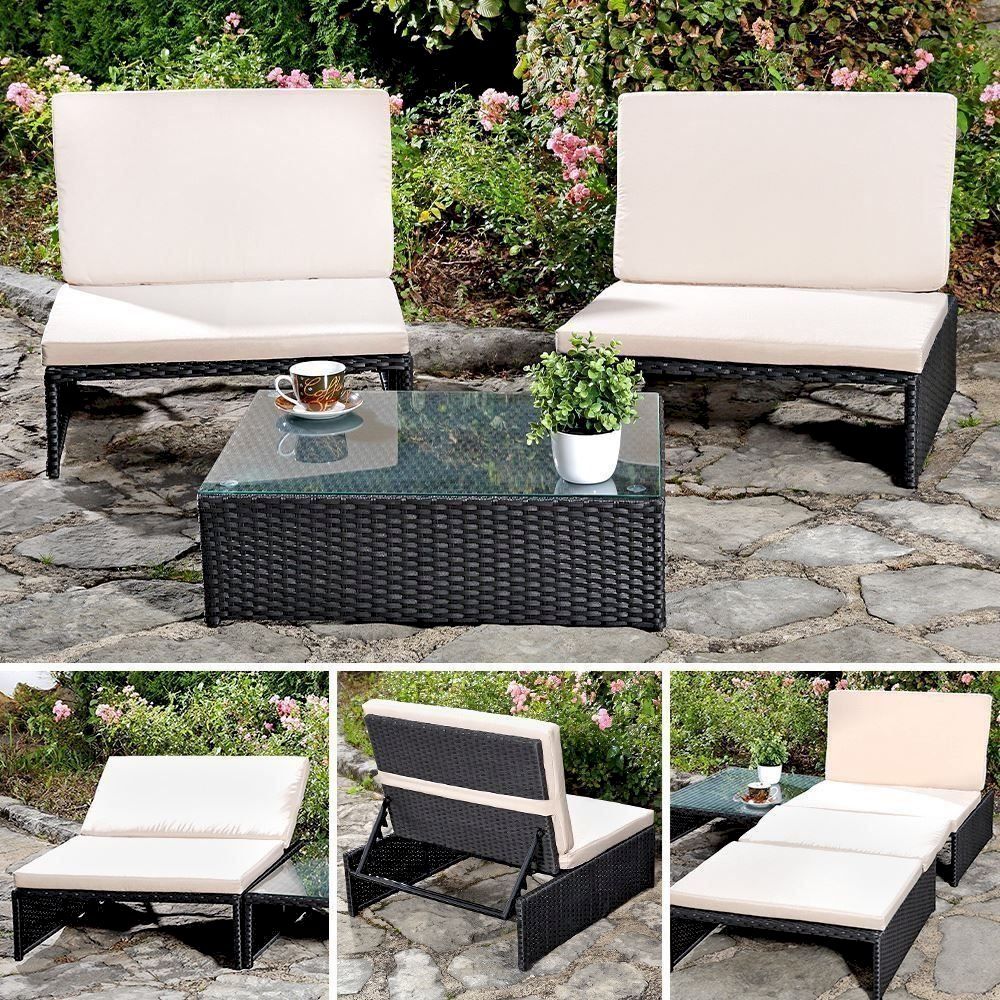 Liegen & Liegestühle: Polyrattan Gartenset - 2 Sessel + Tisch – Neu und originalverpackt aus Bottighofen von zaap 5