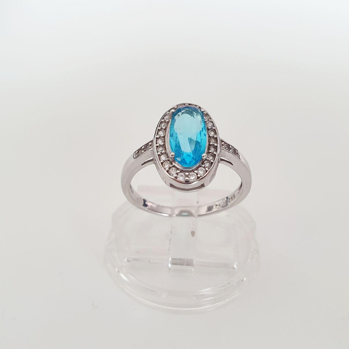 Anelli: Silber Ring  925 mit  Blauer Stein Gr. 17.4 mm – Usato da Kreuzlingen venduto da Wunderkiste123 4