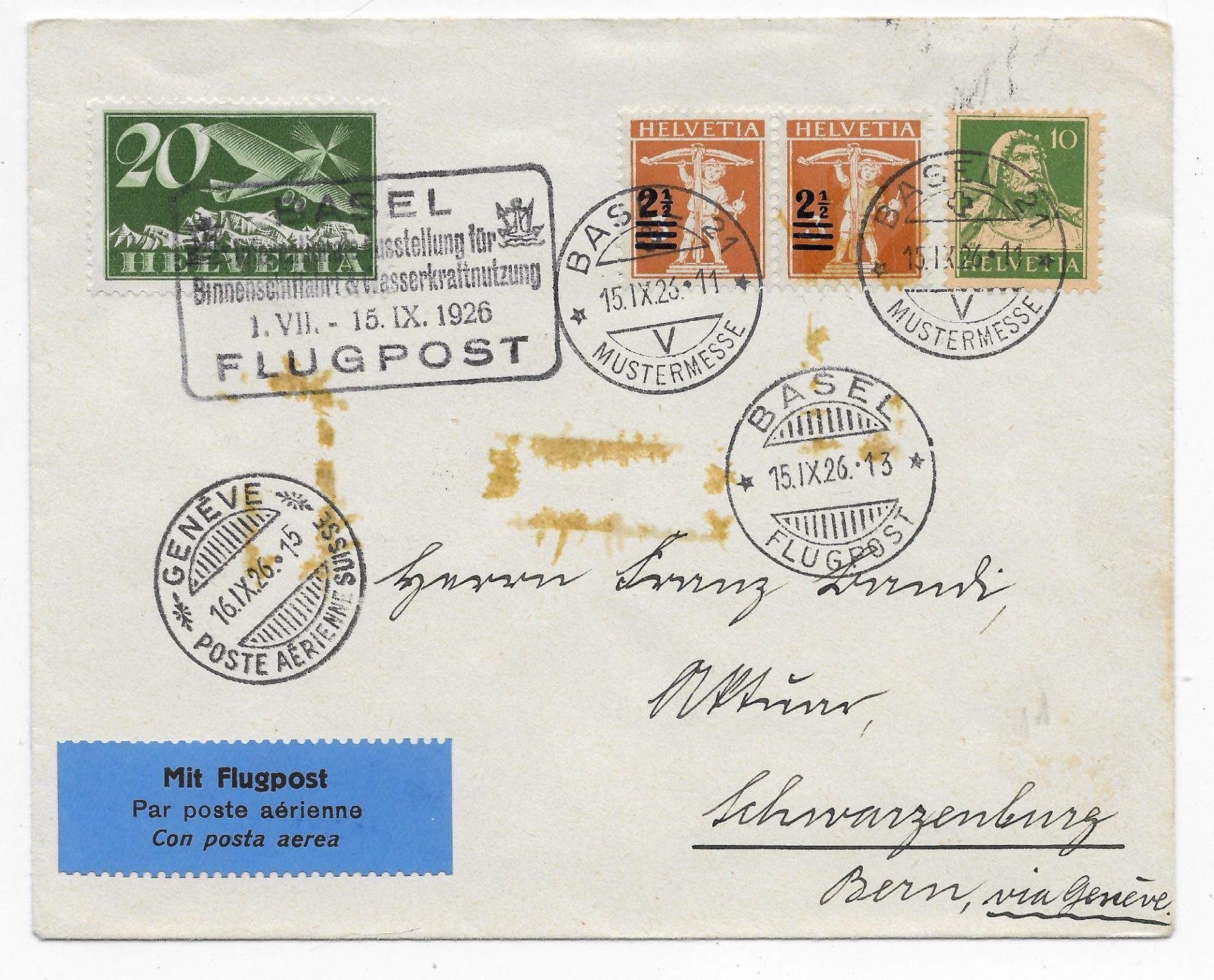 Tous les timbres: Basel Flugpost 1926 – D'occasion à Hefenhofen par Richsalz