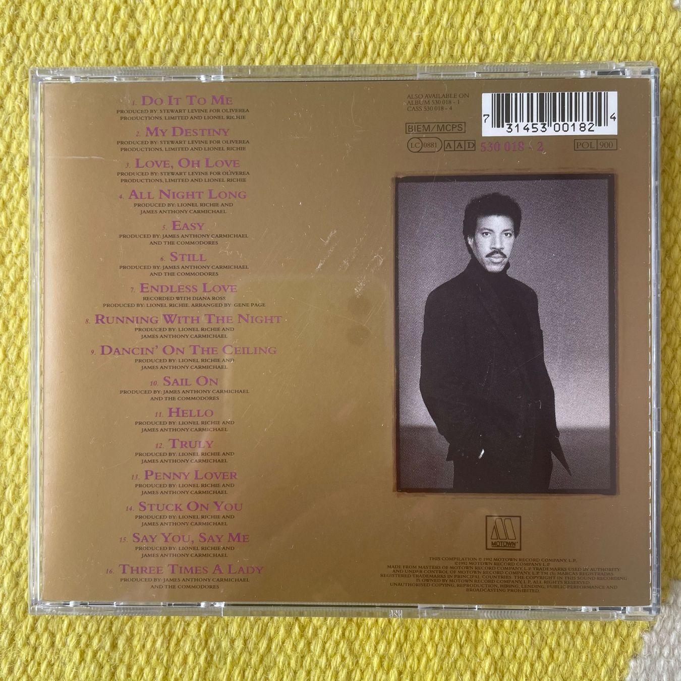 CD: LIONEL RICHIE-BACK TO FRONT – Usato da Rorschacherberg venduto da CD-Roli 1