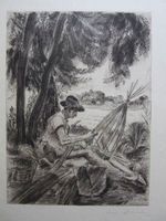 ERNST DENZLER  RADIERUNG SIGNIERT BLATTGRÖSSE 64X52CM
