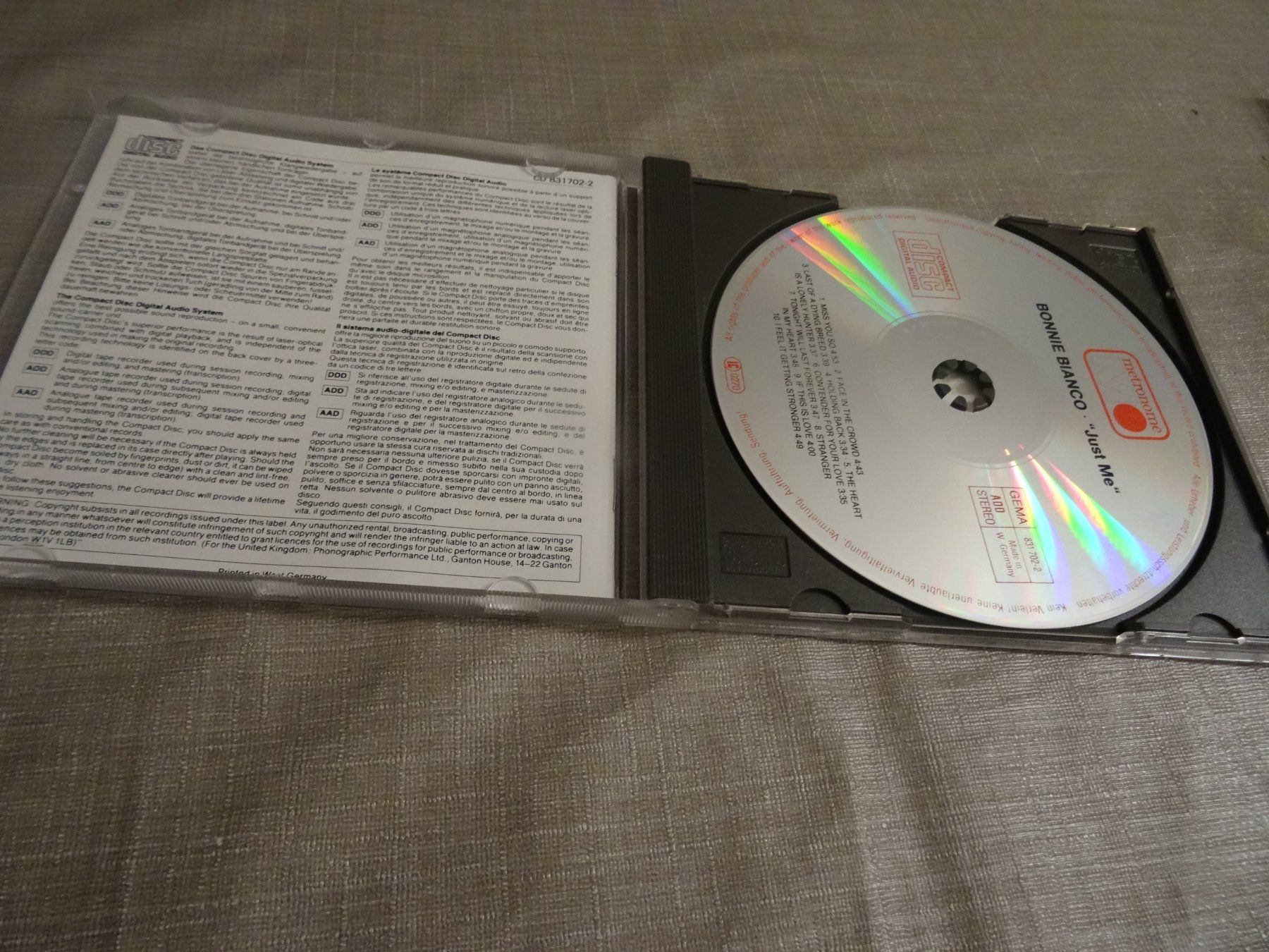 CDs: Bonnie Bianco - Just Me CD – Gebraucht aus Olten von Disc-Ausverkauf 1
