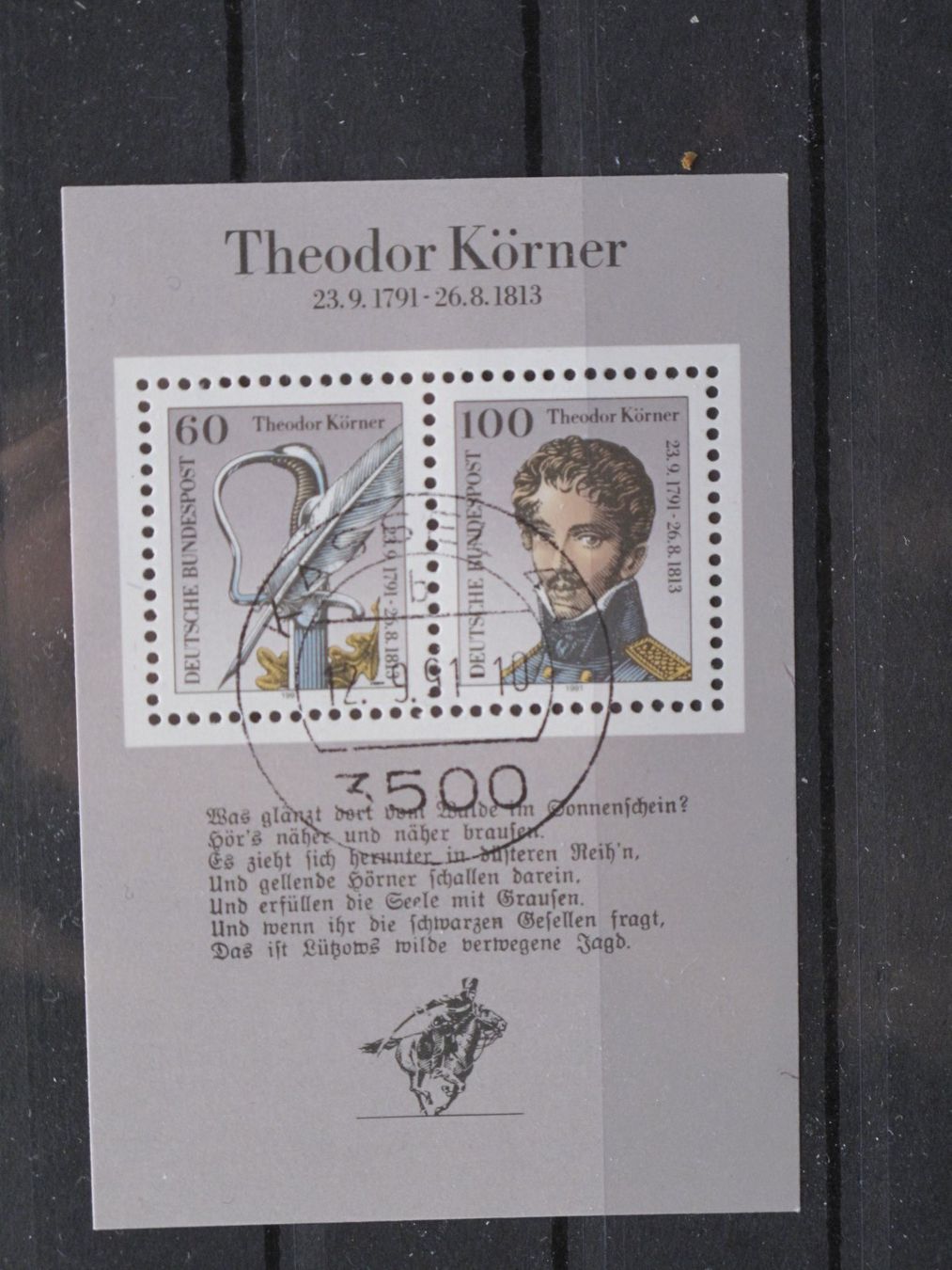 Tutti i francobolli: BRD 1991  Theodor Körner Block 25 gest – Usato da Wil SG venduto da fva01