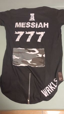 T-shirt noir unique - Design messianique et camouflage