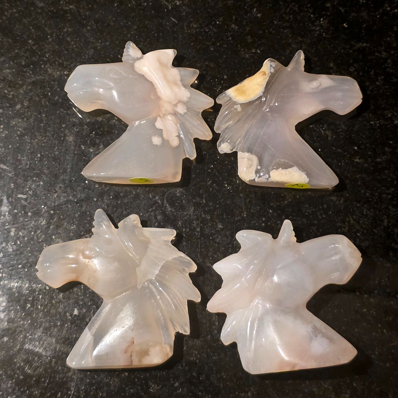 Minerali & Pietre curative: 4 Achat Einhornbüsten Set 105g – Nuovo e nell'imballaggio originale da Matzingen venduto da Shay_Crystalz 1