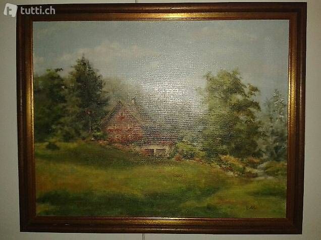 Dipinti: Landschaftsölbild  "Haus am Buchberg " – Usato da Altenrhein venduto da theresia11