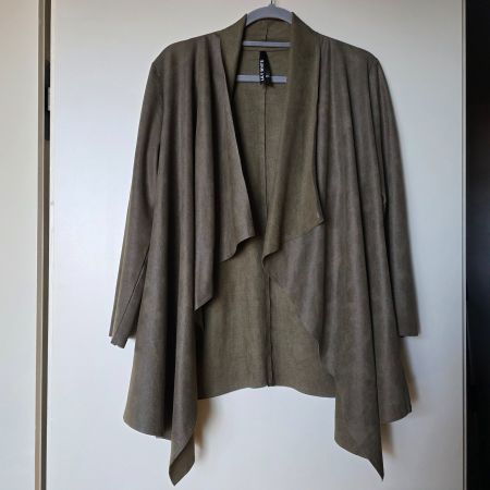 🐸 LILY WHITE M / L JACKE OFFEN ALTLEDER LOOK CARDIGAN