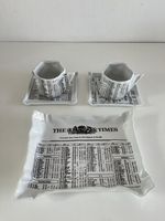 2 Tassen mit Unterteller + Schale / The Times / Porzellan