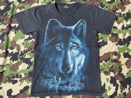 Vintage Y2K T-Shirt  Wolf Double Print Sz S