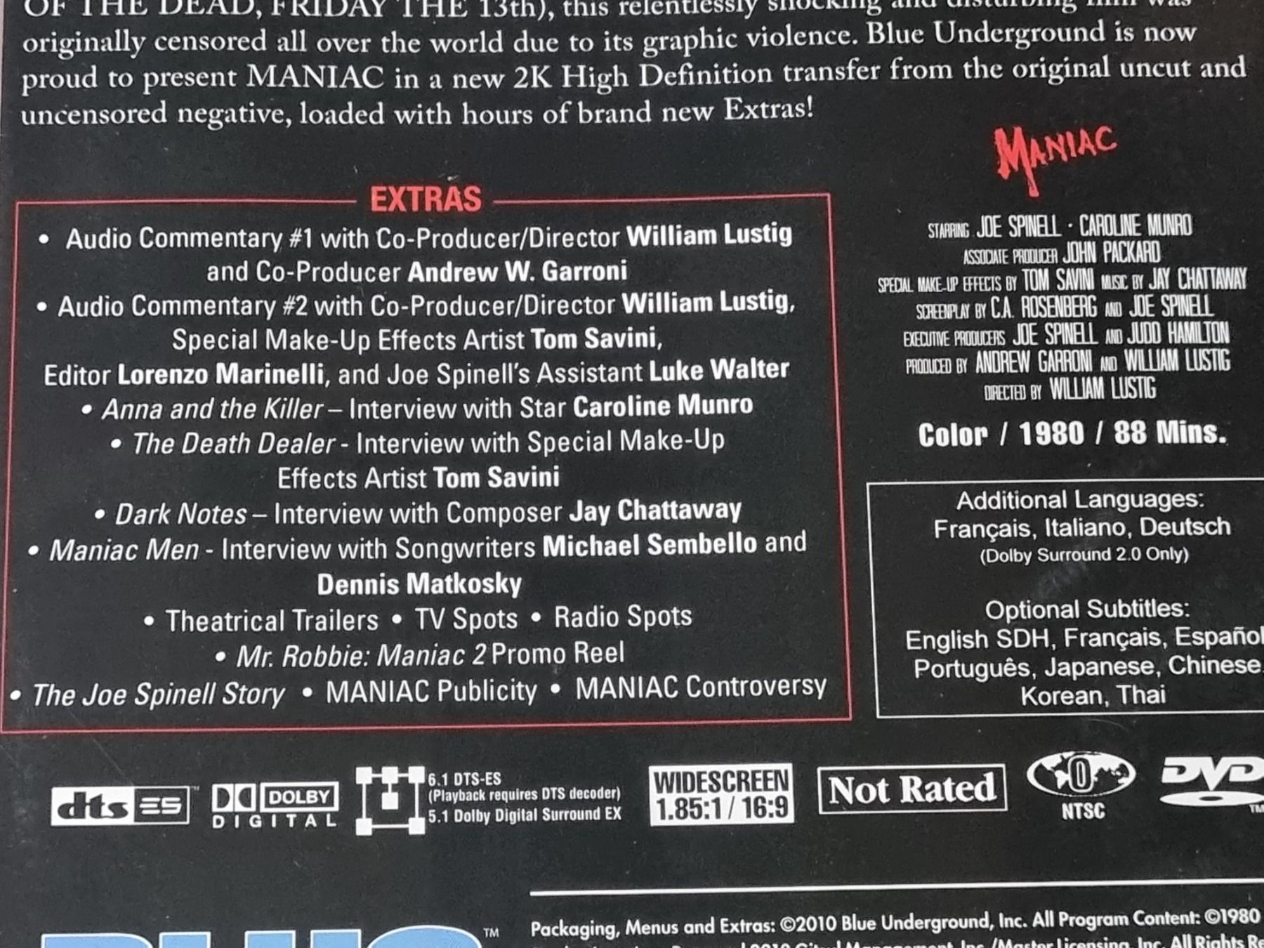 Tutti i DVDs: Maniac, DVD Horror Uncut 2-Disc Edition RAR – Usato da Winterthur venduto da Belzarek 2