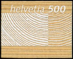 2 Timbre Suisse / 1 x Bois 5fr & 1 x brodé 5fr Saint-Gall