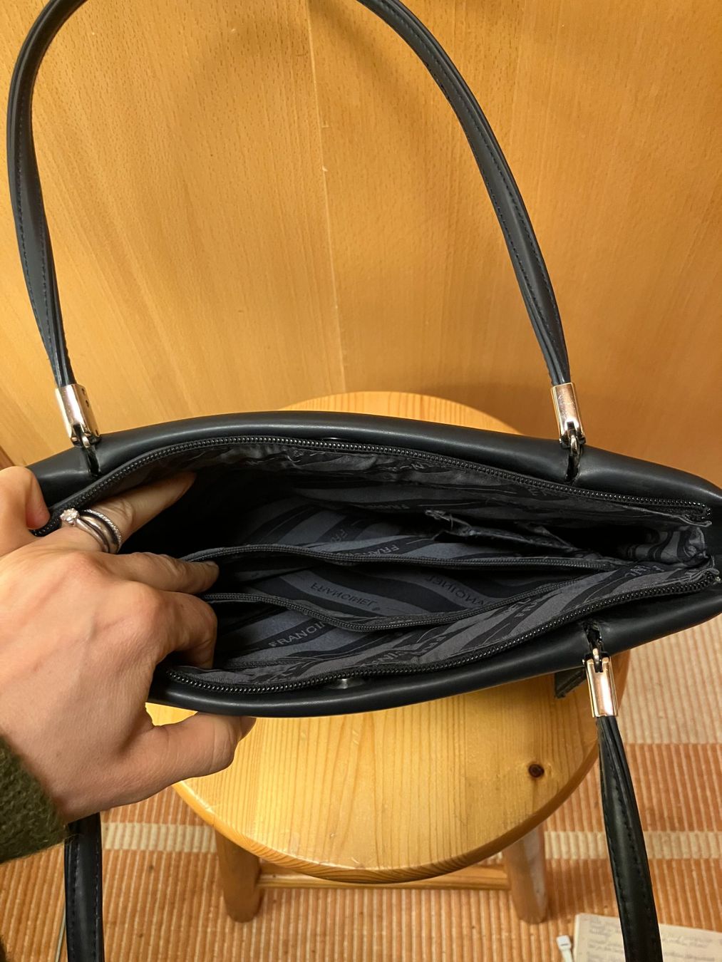 Borse: Handtasche, Francinel, Glattleder, Blaugrau – Usato da Zürich venduto da ancillaschmidhauser 5