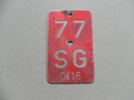 Velo Rad Nummer Nr.Velonummer 77 SG 1977 St.Gallen Geschenk