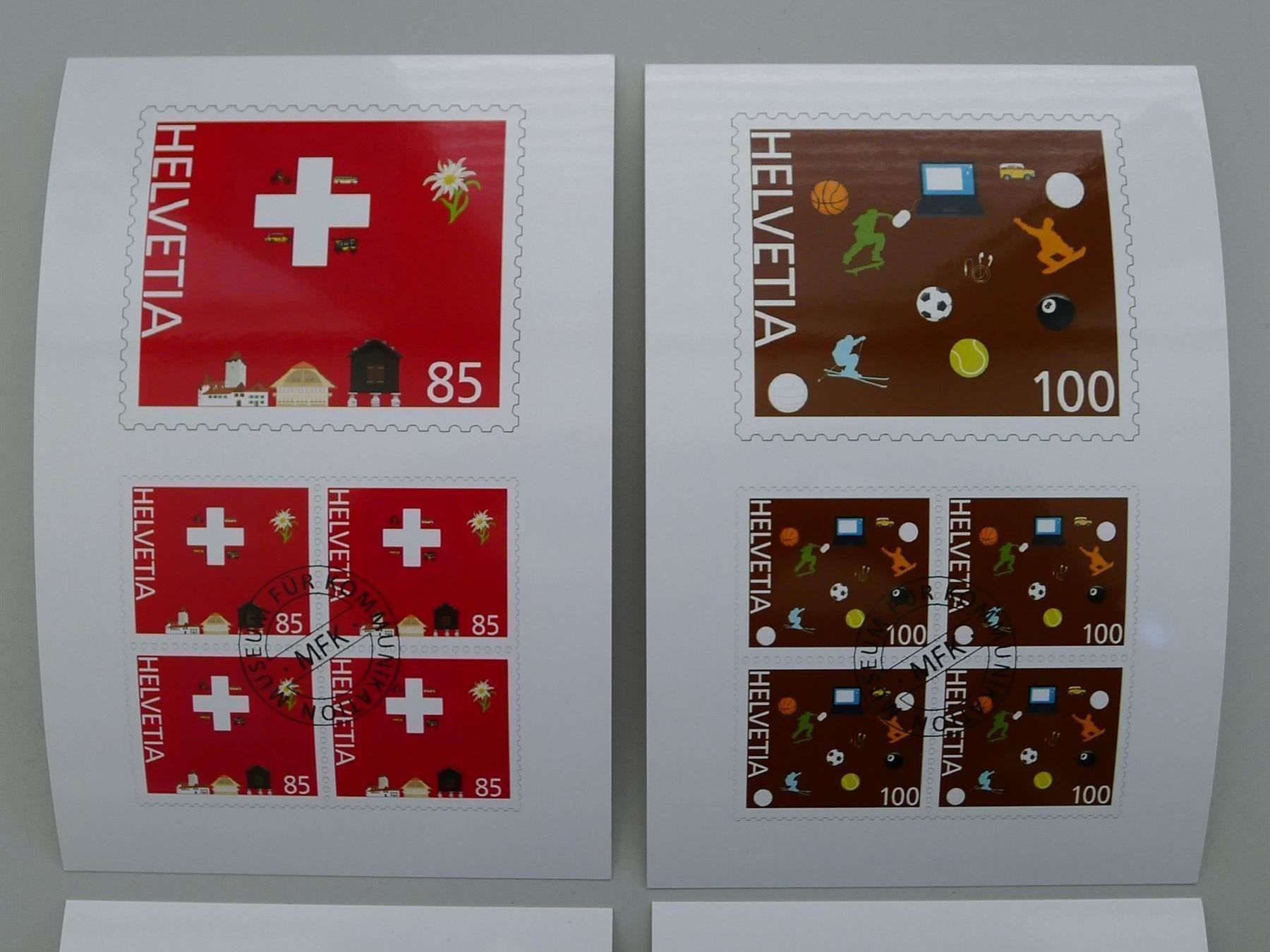 Alle Briefmarken: 3 moderne Versuchsdrucke oder VIGNETTEN, vom PTT-MUSEUM. – Gebraucht aus Sursee von Luzernerraute 1