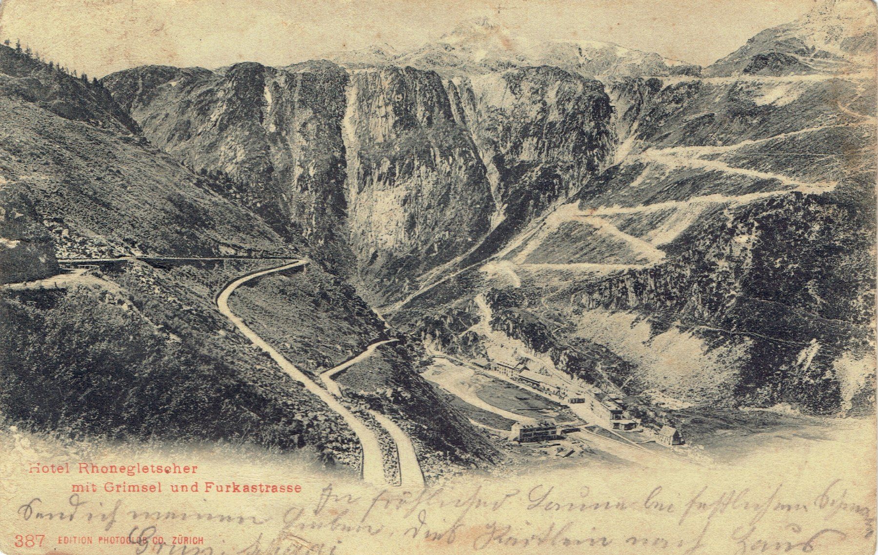 Cartoline postali: Hotel Rhonegletscher Gletsch VS, um 1900 – Usato da Otelfingen venduto da Schmitte9