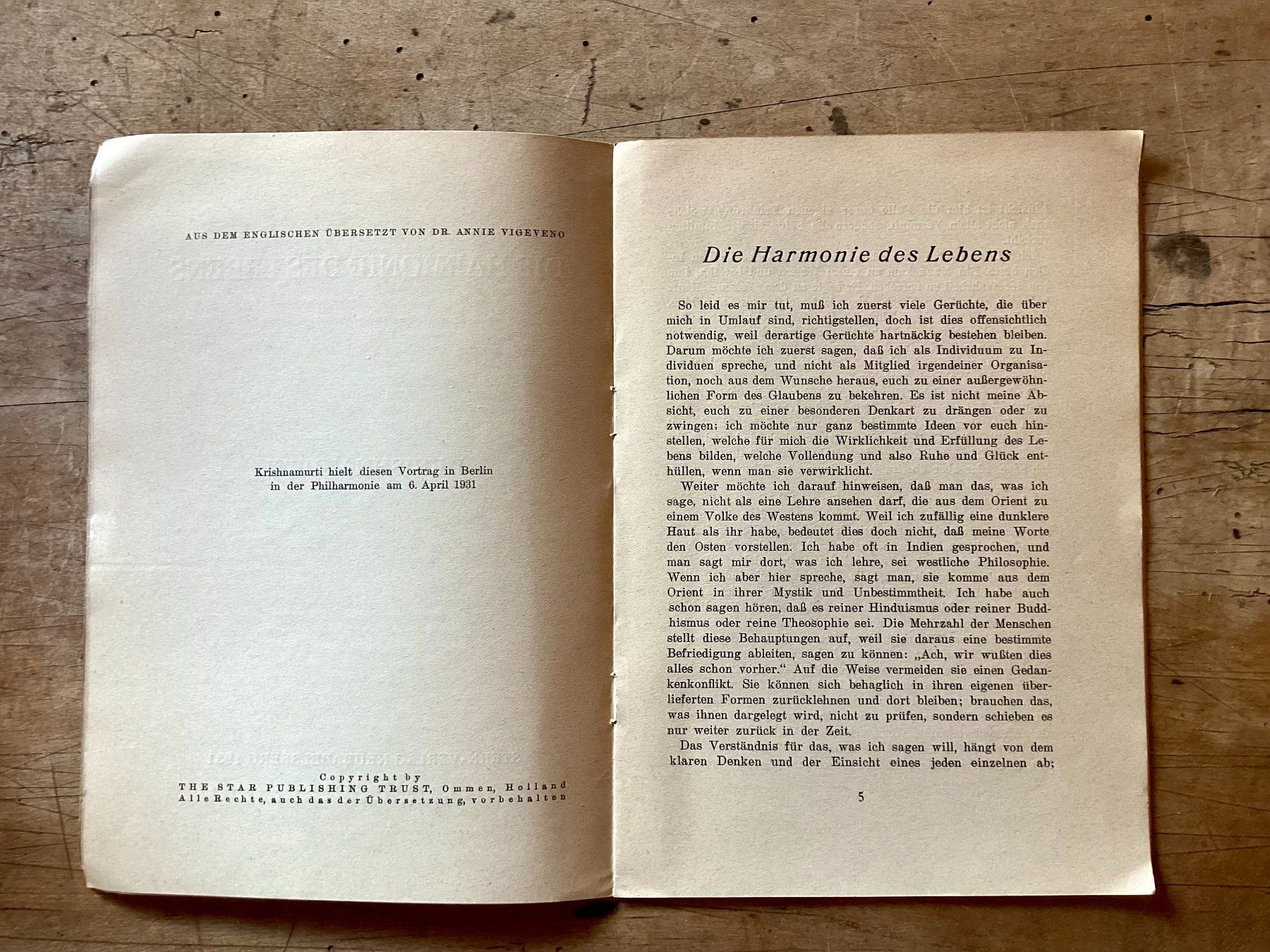 Bücher: J. Krishnamurti.: Die Harmonie des Lebens EA!! – Gebraucht aus Ronco sopra Ascona von R66sA22 2