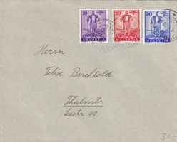 Pro Patria W2-W4 auf Brief von Zürich-Thalwil
