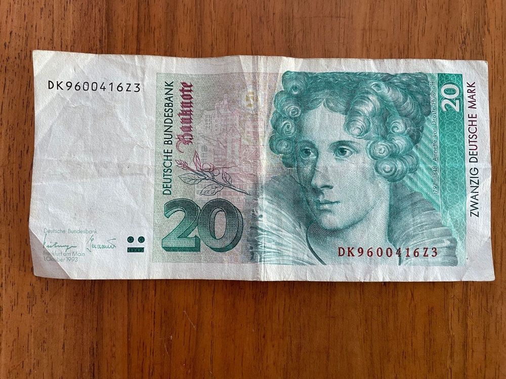 Banknote 20 DM, 1993 (Gebraucht) in Winterthur für CHF 12 – mit ...