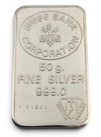 Swiss Bank Corp. Silberbarren 50 g Feinsilber 999 nummeriert