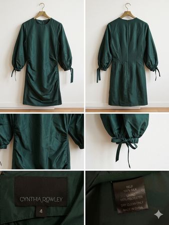 Cynthia Rowley dress dark green silk size 4 new condition