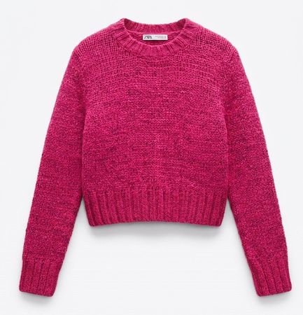 NEU Zara Strick Pullover, Dunkel Rosa, M - knitted, pink