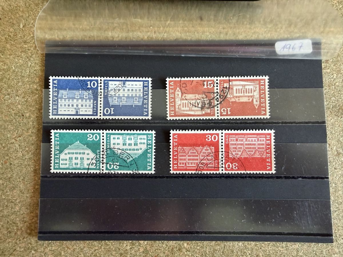 Tutti i francobolli: 7 Steckkarten mit Kehrdruck Marken Schweiz – Usato da Murgenthal venduto da Tina_4055 3