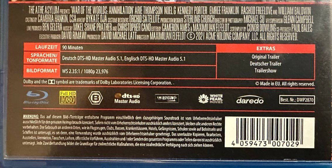 Tutti i DVDs: 3 Blu-rays Krieg der Welten Top Zustand – Usato da Beringen venduto da Mantafisch1 4