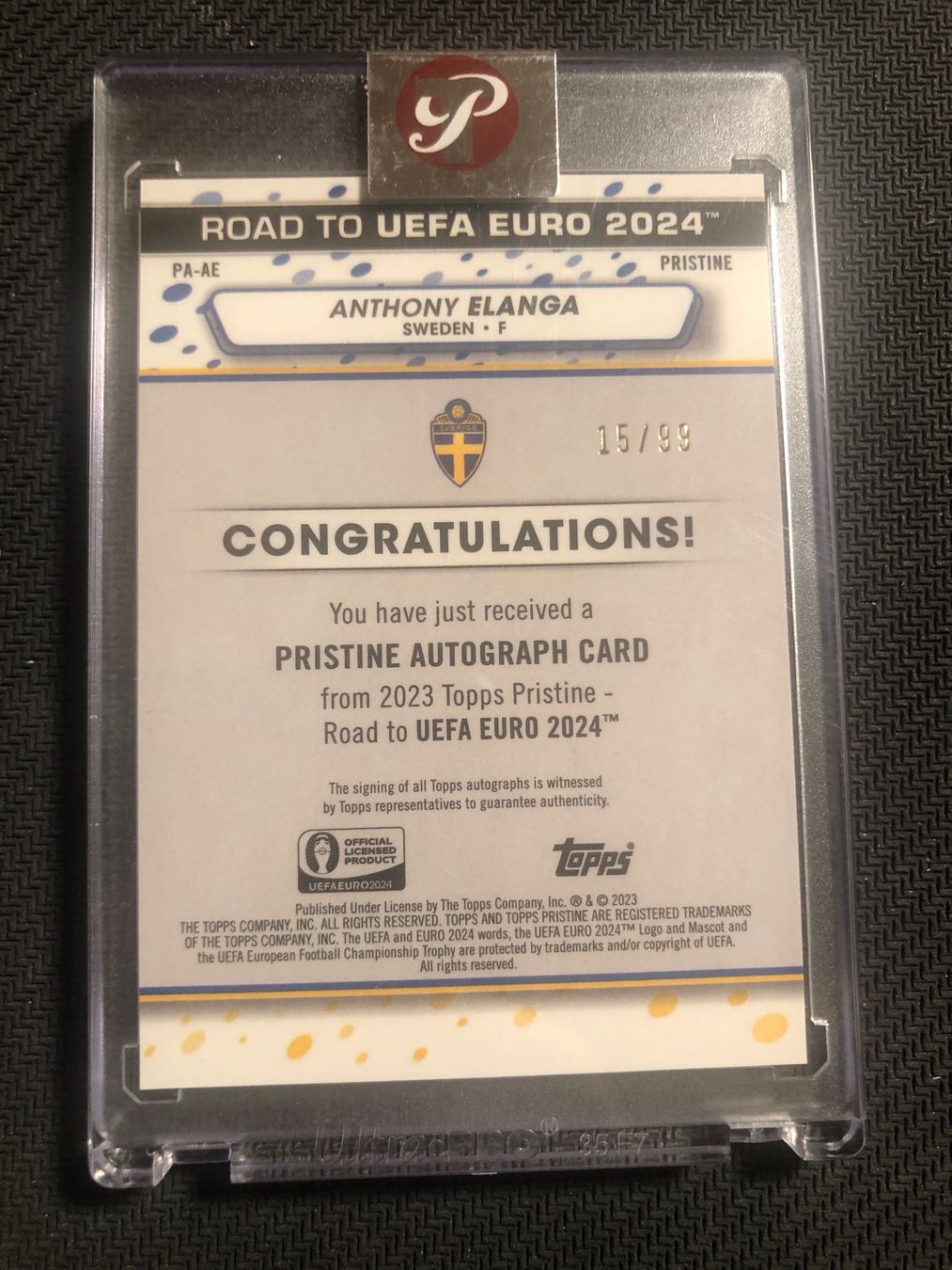 Topps Carte collezionabili: Topps Pristine Anthony Elanga encased Autogramm /99 – Usato da Wangenried venduto da Garagara 1