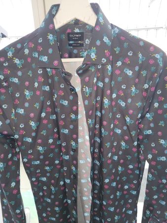 Olymps Herren Hemd, Gr. 40, Slim Fit, Blumenmuster Top!