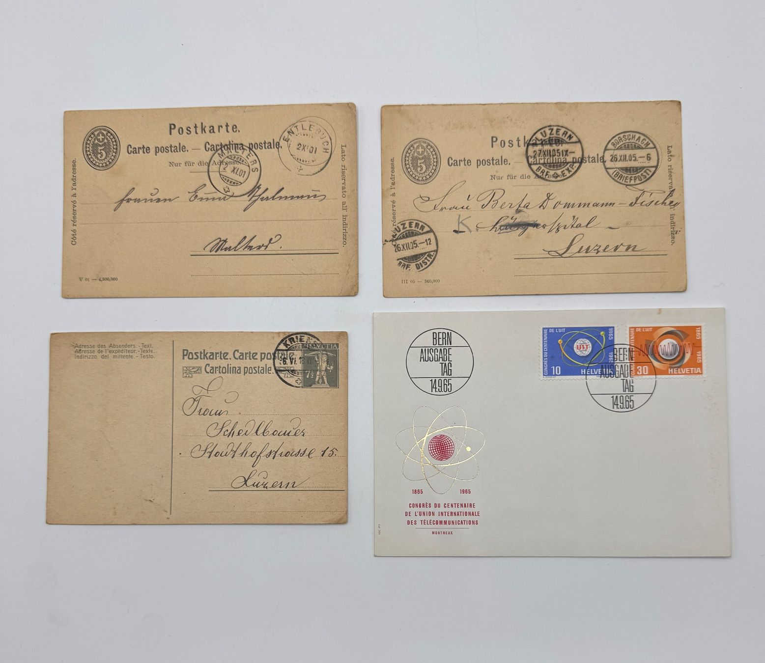 Tutti i francobolli: Alte Postkarten und Brief , 4 Stück – Usato da Sachseln venduto da BONATI01