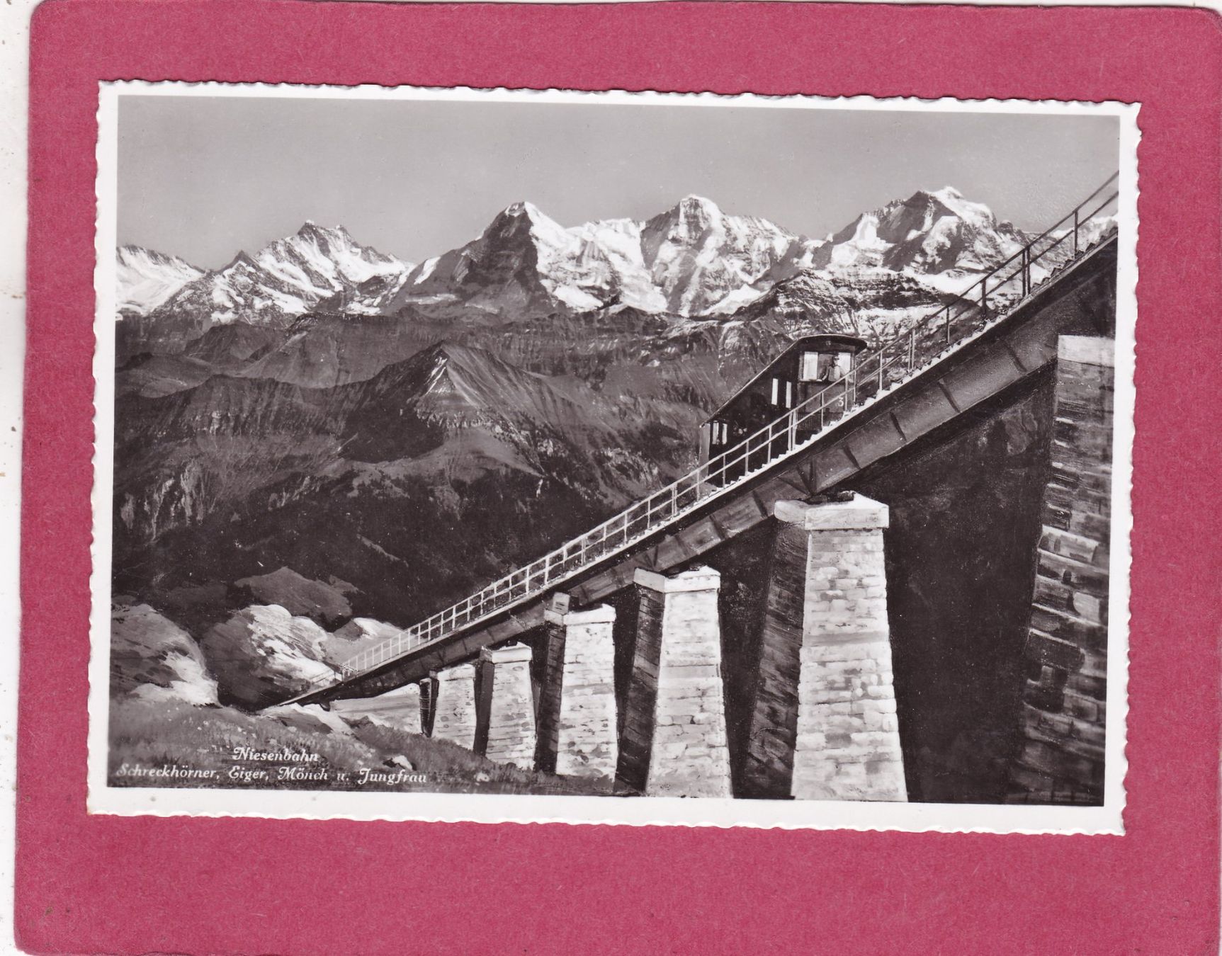 Ansichtskarten: Niesenbahn Schreckhörner Eiger Mönch Jungfrau – Gebraucht aus Herisau von Lisegrat2008