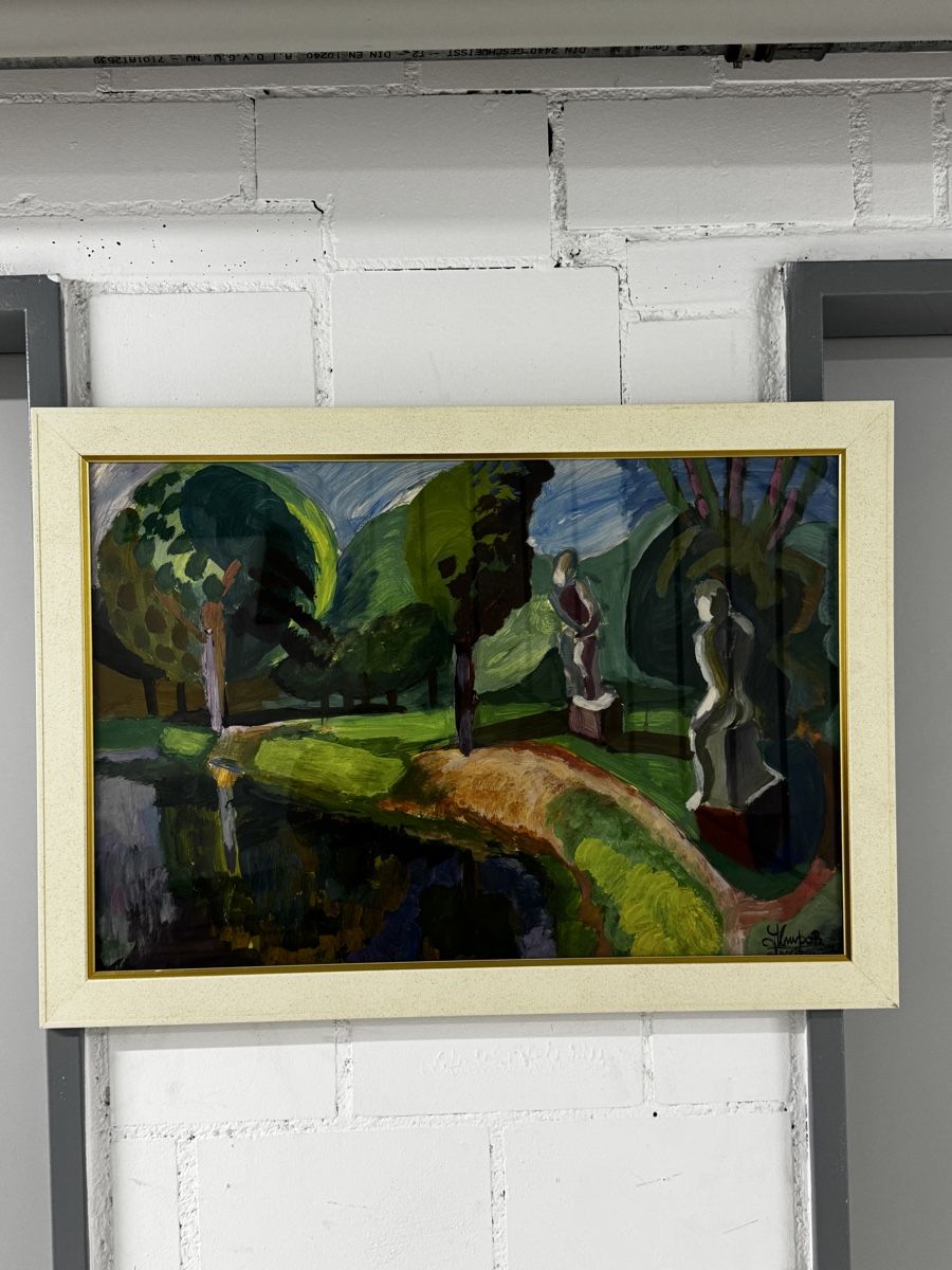 Dipinti: Originalgemälde "Sommerliche Parklandschaft" mit Figuren, si – Usato da Schlieren venduto da Eldi84 1