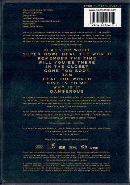 Tutti i DVDs: Jackson Michael: The short Films DVD – Nuovo (secondo la descrizione) da Steinhausen venduto da Vilivinili 1