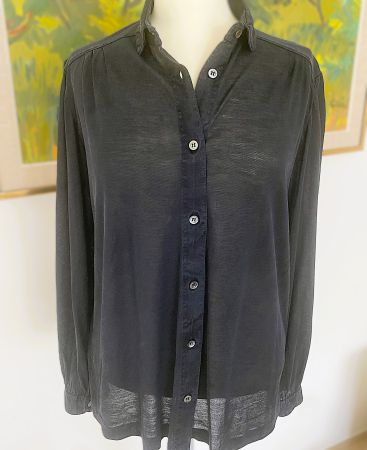 luftig fliessende schwarze Seidenbluse LARIX Italy IT44=DE38