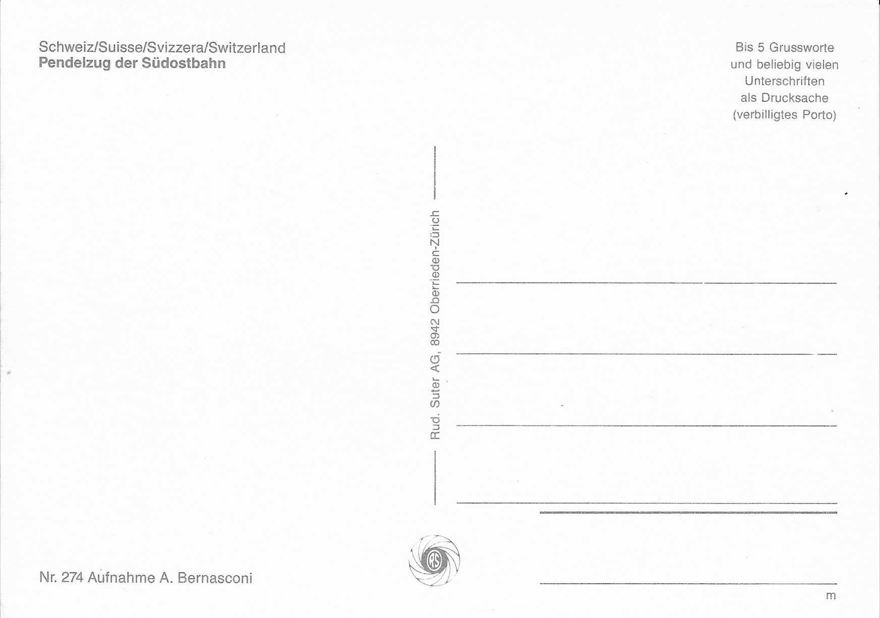 Ansichtskarten: Pendelzug der Südostbahn – Neu (gemäss Beschreibung) aus Rothrist von Stranglehold 1