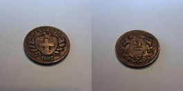 Schweiz 2 Rappen 1902 gebraucht s+/ss - seltener Jahrgang!