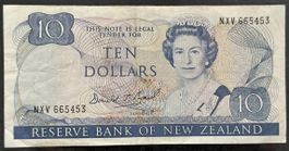 Seltene 10 Dollar Note, Reserve Bank Neuseeland, Top Zustand