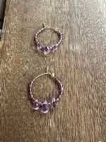 Glücksli Creolen mit Rhodolite und Safir zu verkaufen