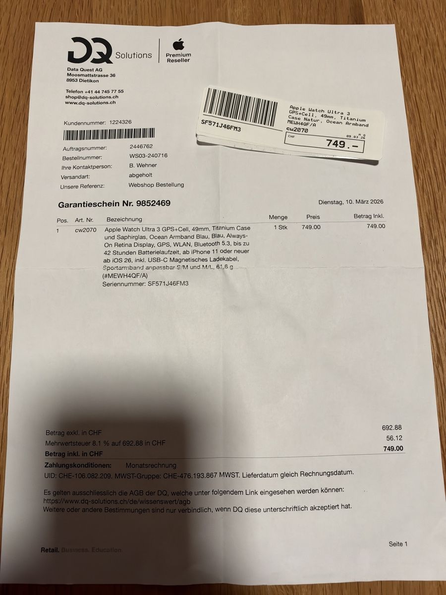 Apple Smartwatch: Apple Watch Ultra 3 – Neu (gemäss Beschreibung) aus Grosswangen von V.K.T 3
