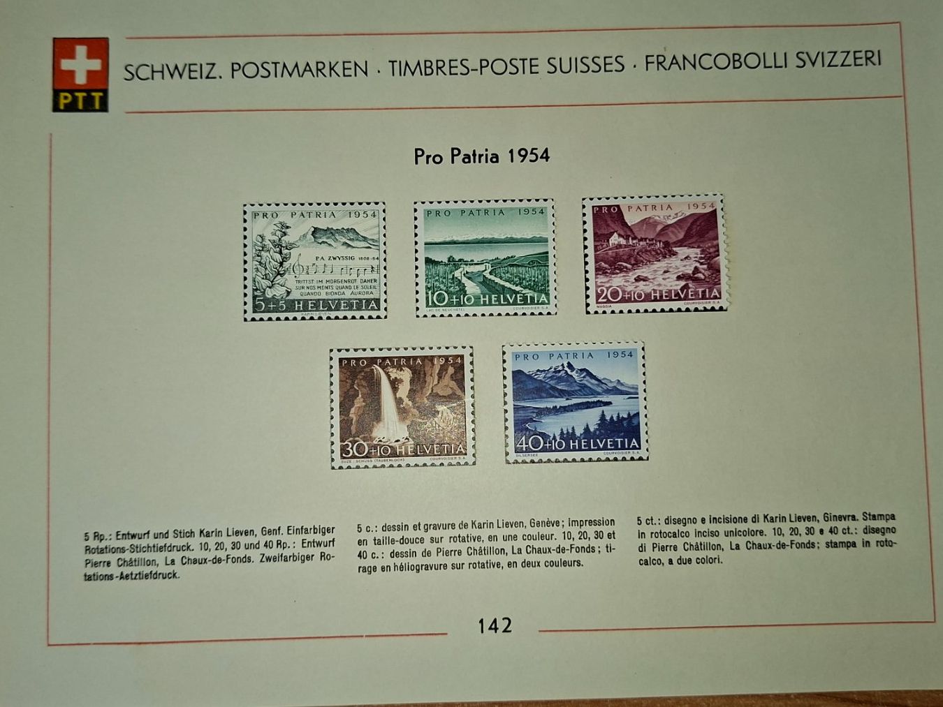PP054 - Feuillet PTT Pro Patria 1954 (D'occasion) à Trélex pour CHF 2 ...