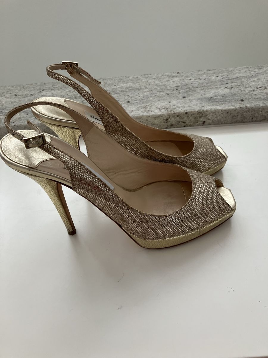 Jimmy Choo Scarpe da donna: Jimmy Choo Nova Glitter Slingback Metallic 39 – Usato da losone venduto da china06