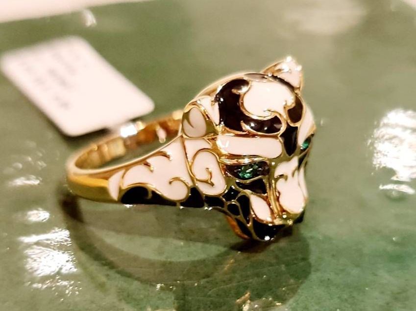 Ringe: Emaille Ring Panther Gelbgold Gr. 60 – Neu und originalverpackt aus Stein am Rhein von JuwelierSteinbock.CH 3